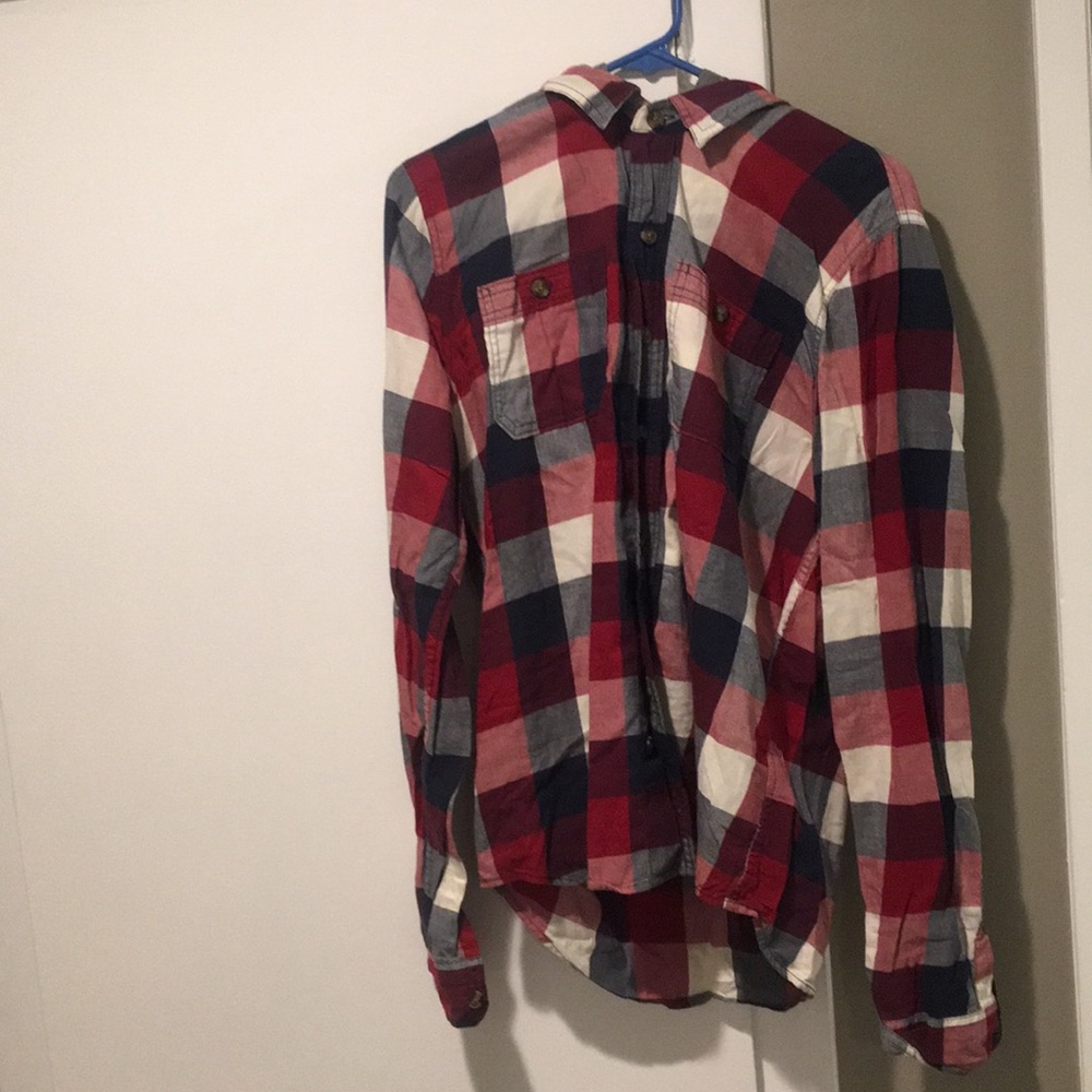 Hollister button up plaid shirt with hood
